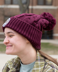Action C Central Michigan University Maroon Chunky Knit Pom Hat