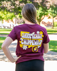 Central Michigan Chippewas with Flowers Maroon Graphic T-Shirt