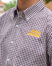 Central Michigan Maroon Gingham Long Sleeve Button Down
