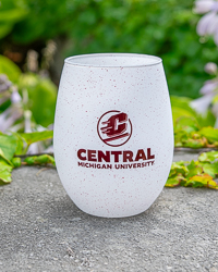 Action C Central Michigan University White Speckled Stemless Wine Glass