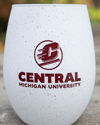 Action C Central Michigan University White Speckled Stemless Wine Glass