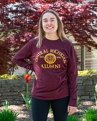 Central Michigan Alumni with Seal Maroon Long Sleeve T-Shirt