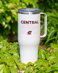 Central Michigan University Est. 1892 White Stainless Steel Travel Mug