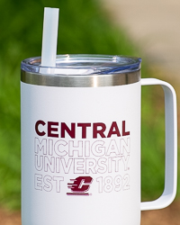 Central Michigan University Est. 1892 White Stainless Steel Travel Mug