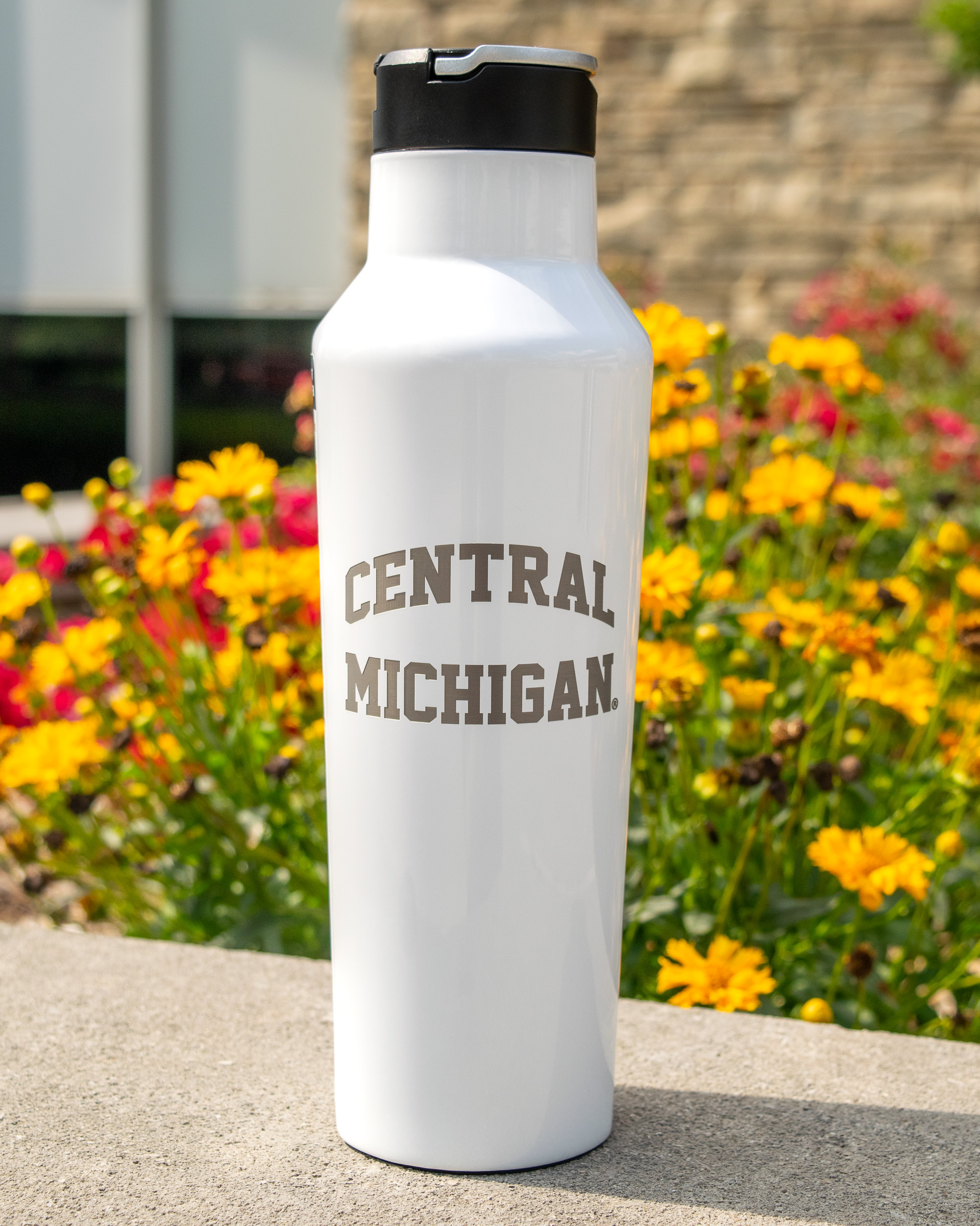 Central Michigan White Stainless Steel 20 oz. Sport Canteen