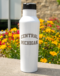 Central Michigan White Stainless Steel 20 oz. Sport Canteen