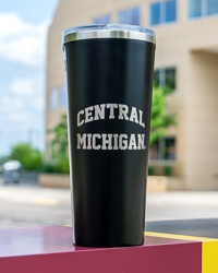 Central Michigan Black Stainless Steel 24 oz. Travel Tumbler