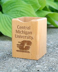 Central Michigan University Action C Beechwood Pencil Holder