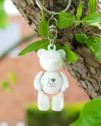 I Love CMU White Bear Key Chain