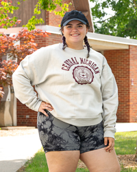 Central Michigan Seal Cocoa Women's Crop Crewneck Sweatshirt