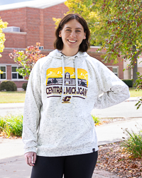 Central Michigan Action C Warriner Hall White Graphic Hoodie