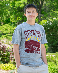 Central Michigan Chippewas Distressed Gray Graphic T-Shirt