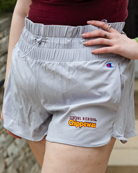 Central Michigan Chippewas Silver Women's High Waisted Athletic Shorts