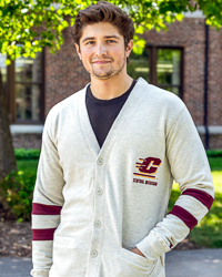 Action C Central Michigan Oatmeal Button Down Cardigan Sweater
