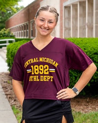 Central Michigan 1892 Maroon Women's Crop Mesh V-Neck Jersey