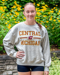Central Michigan Action C Heather Gray Women's Crewneck Sweatshirt