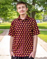Action C Pattern Maroon Performance Tech Polo