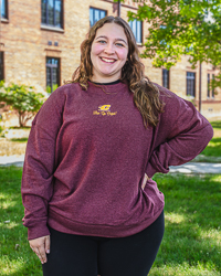 Action C Fire Up Chips! Script Maroon Women's Crewneck Sweatshirt