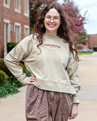 Central Michigan Chippewas Cocoa Butter Women's Crop Crewneck Sweatshirt