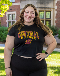 Central Michigan Action C Women's Black Crop Baby Tee