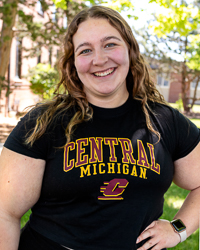 Central Michigan Action C Women's Black Crop Baby Tee
