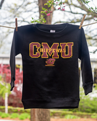 CMU Chippewas Action C Black Youth Crewneck Sweatshirt