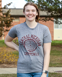 Central Michigan Chippewas Seal Distressed Heather Gray T-Shirt