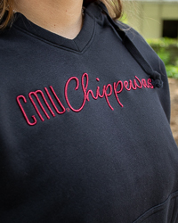 CMU Chippewas Script Black Women's Crop Hoodie