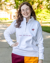 Action C CMU Chippewas White Women's ¼ Zip