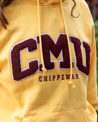 CMU Chippewas Chenille Patch Sunglow & Maroon Hoodie
