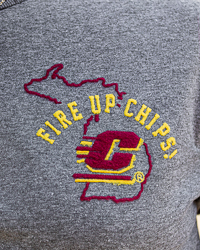 Central Michigan University Action C 3D Flocked Heather Gray Long Sleeve T-Shirt