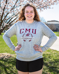 CMU Chippewas Action C Heather Gray Women's Crewneck Sweatshirt