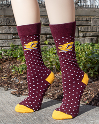 Action C Maroon & Gold Dot Pattern Dress Socks