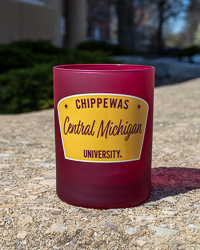 Central Michigan University Chippewas 14 oz. Maroon Frosted Rocks Glass