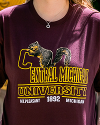 Central Michigan University Squirrel Mt. Pleasant Michigan Maroon T-Shirt