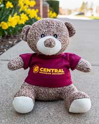 Knitted Brown Plush Bear with Central Michigan University T-Shirt