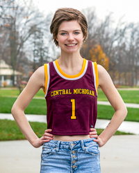Central Michigan #1 Women's Maroon & Gold Crop Basketball Jersey