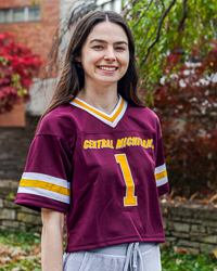 Central Michigan #1 Women's Maroon & Gold Crop Football Jersey