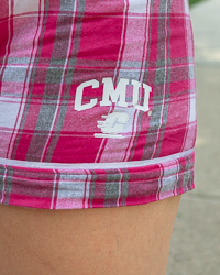 CMU Action C Pink & White Women's Flannel Lounge Shorts