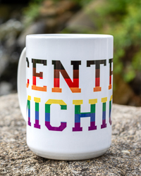 Central Michigan Rainbow & White Ceramic Pride Mug