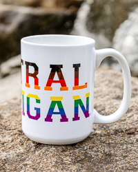 Central Michigan Rainbow & White Ceramic Pride Mug