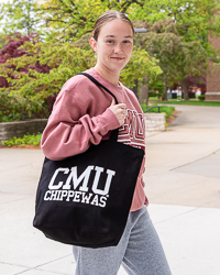 CMU Chippewas Reversible Black & Maroon CMU Daisy Print Tote Bag