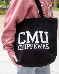 CMU Chippewas Reversible Black & Maroon CMU Daisy Print Tote Bag