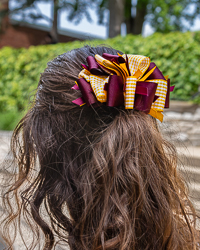 Maroon & Gold Gingham Layered Loops Hair Clip