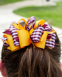 Maroon Gingham & Gold Layered Loops Hair Clip