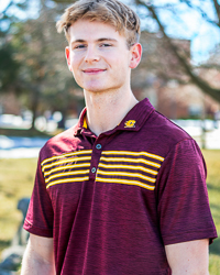 Action C Maroon, Gold, and White Striped Polo