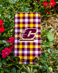 Action C Maroon & Gold Plaid Slim Can Koozie