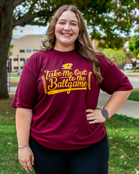 Action C Take Me Out to the Ballgame Baseball Graphic Maroon T-Shirt