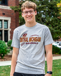 Central Michigan Baseball Action C Oxford Gray T-Shirt