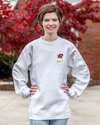 Action C White Club Fleece Pullover Crewneck Sweatshirt